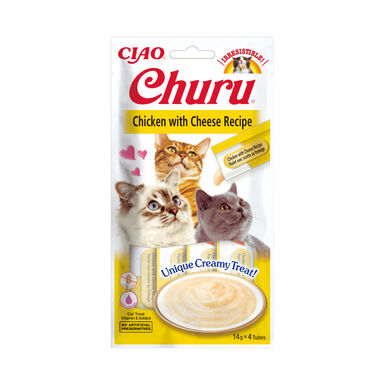 Churu Snack Cremoso de Frango e Queijo para gatos - Multipack 12